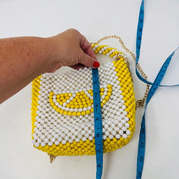 Bouffants & Broken Hearts Lemon Beaded Bag Yellow White Fruit Purse Retro Summer - Picture 13 of 13